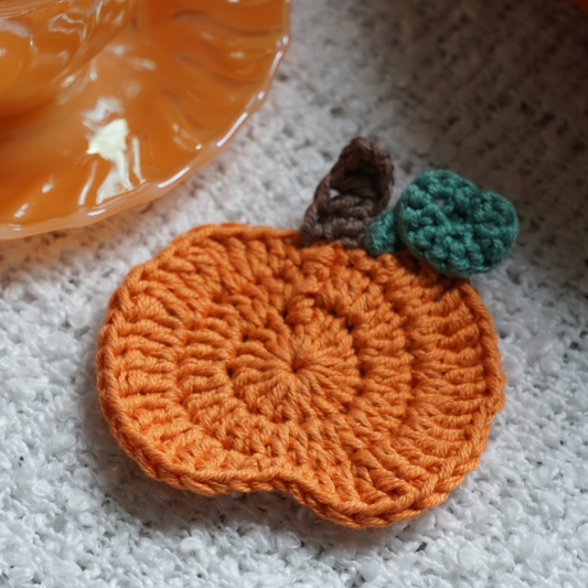 Sous-tasse en crochet citrouille | orange vif