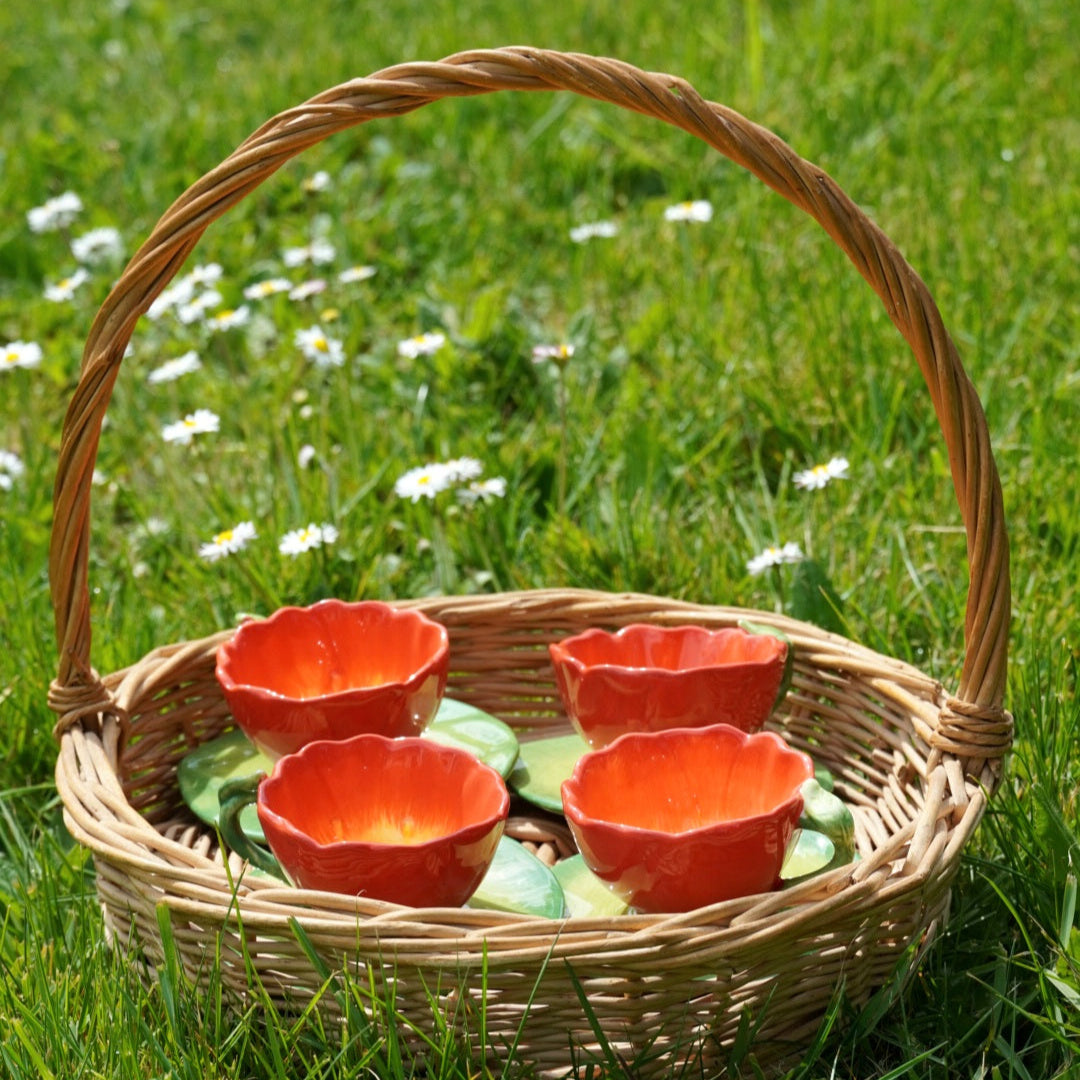 Tasses "Coquette" en céramique en forme de coquelicot (lot de 4)