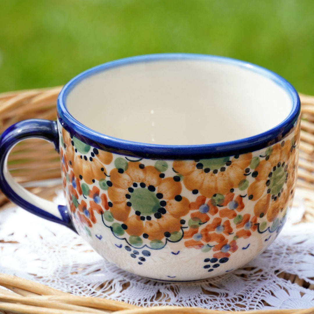 Grande tasse "Danuta" en céramique polonaise faite à la main fleurie