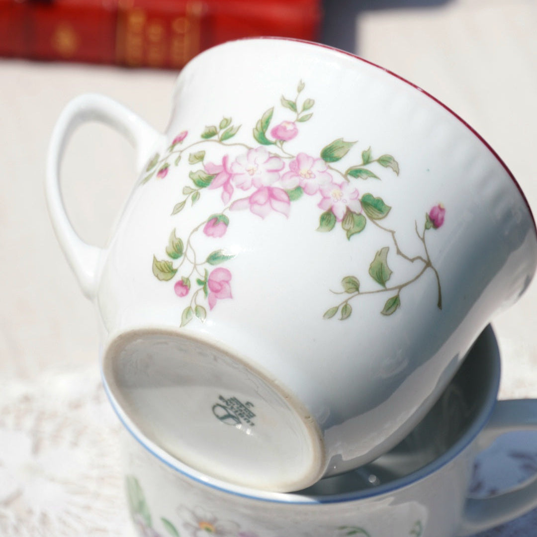 Tasses "Anastazy" fleuries en porcelaine polonaise Lubiana (lot de 2)
