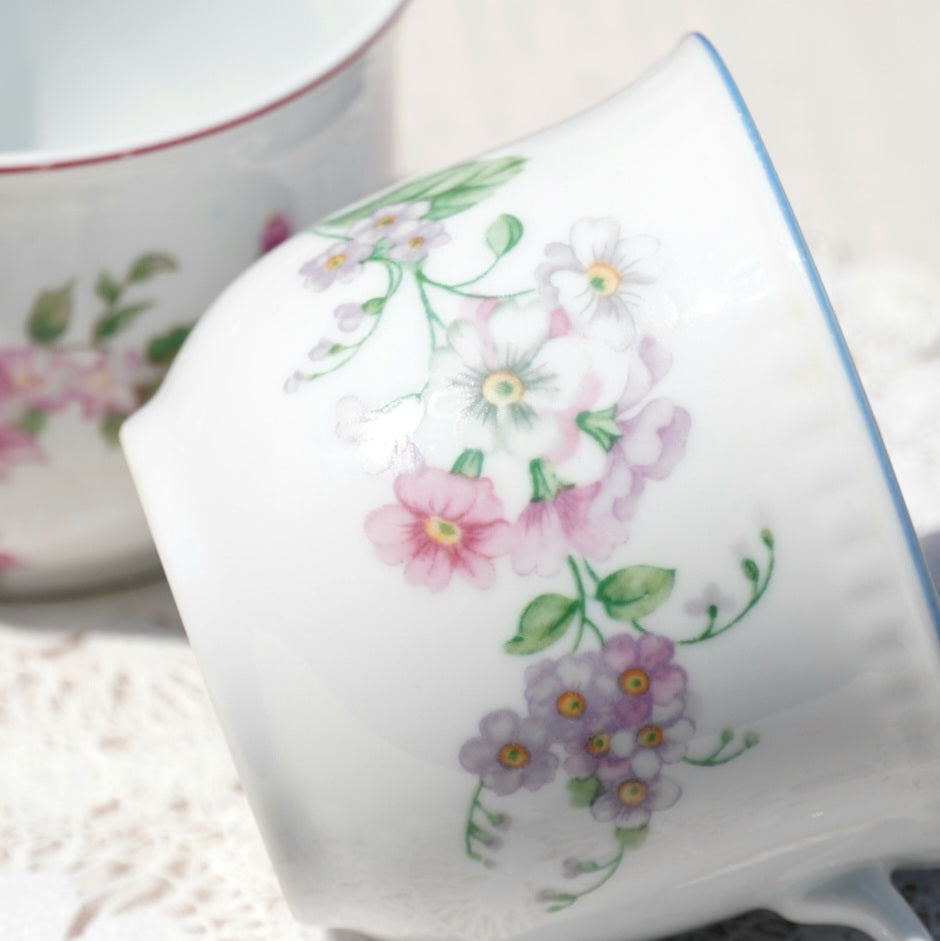 Tasses "Anastazy" fleuries en porcelaine polonaise Lubiana (lot de 2)