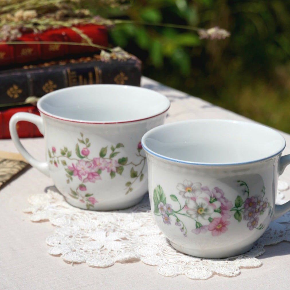Tasses "Anastazy" fleuries en porcelaine polonaise Lubiana (lot de 2)