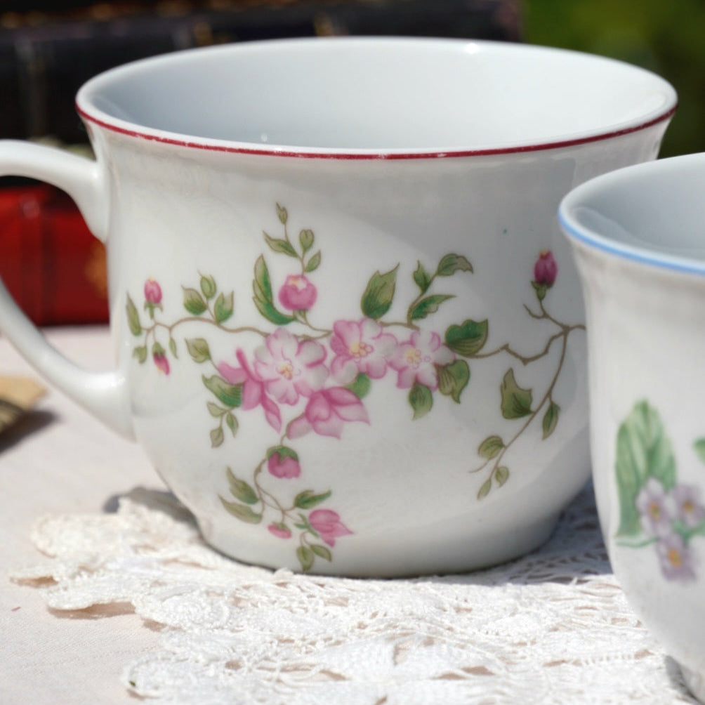Tasses "Anastazy" fleuries en porcelaine polonaise Lubiana (lot de 2)