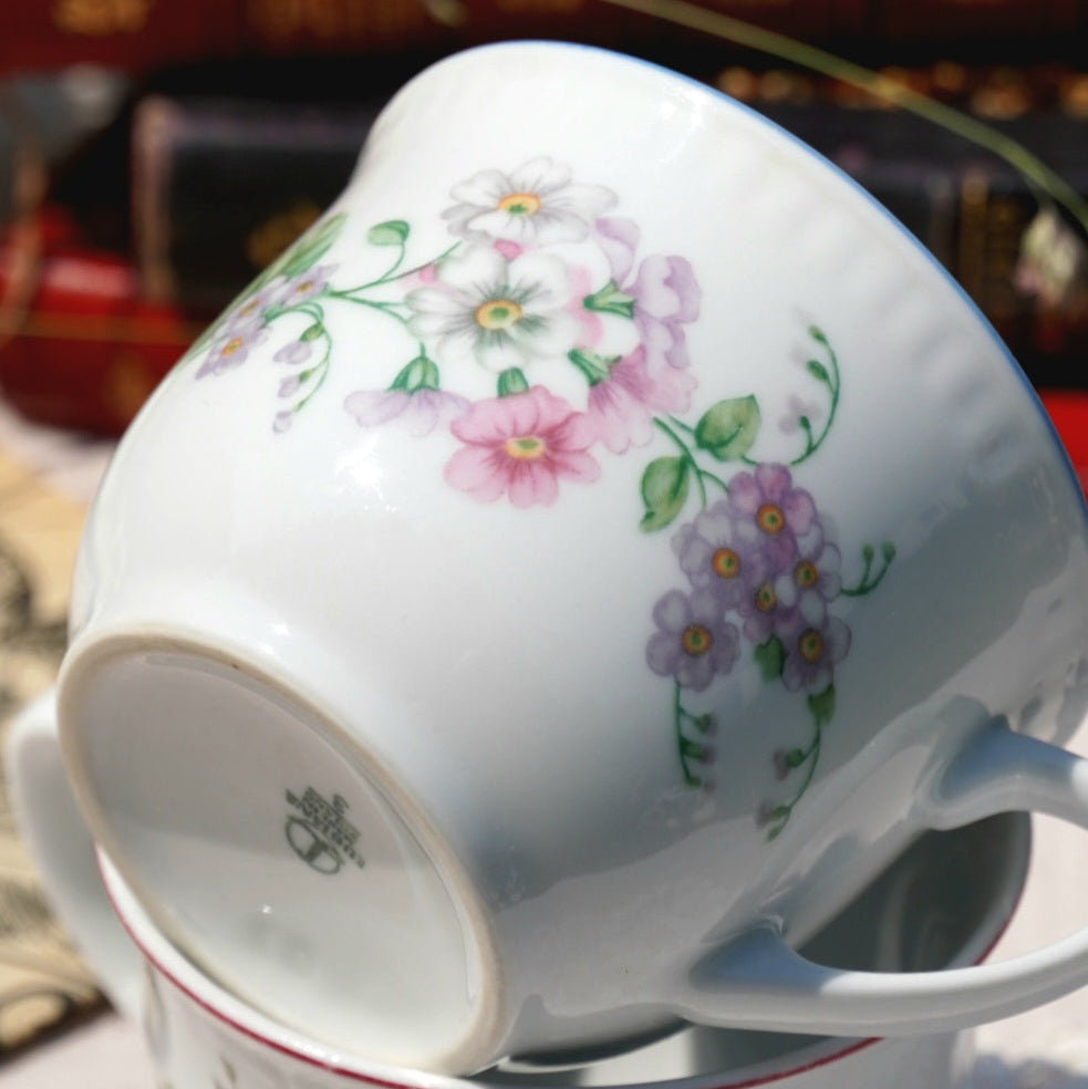 Tasses "Anastazy" fleuries en porcelaine polonaise Lubiana (lot de 2)