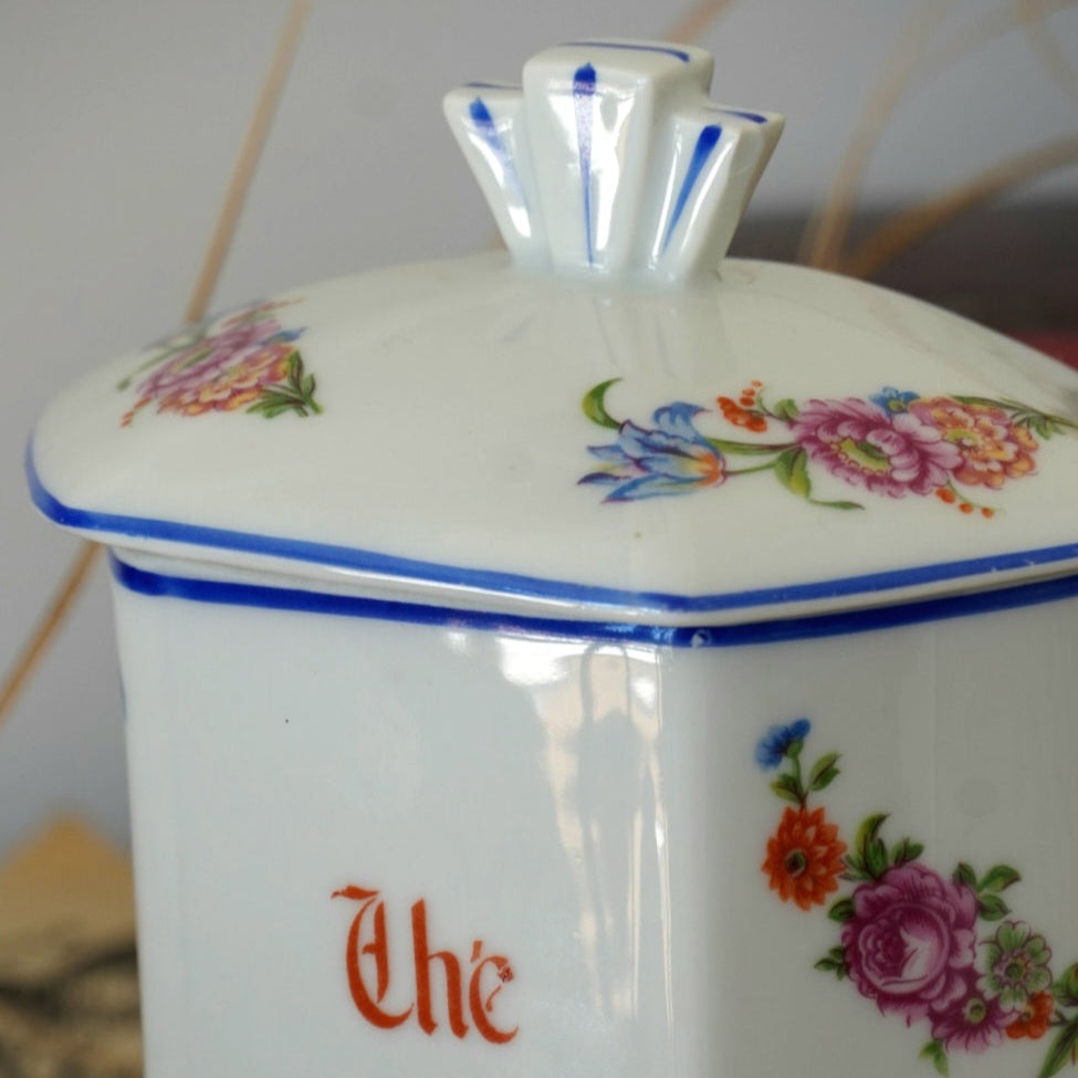 Boîte à thé "Parmélie" en porcelaine fleurie