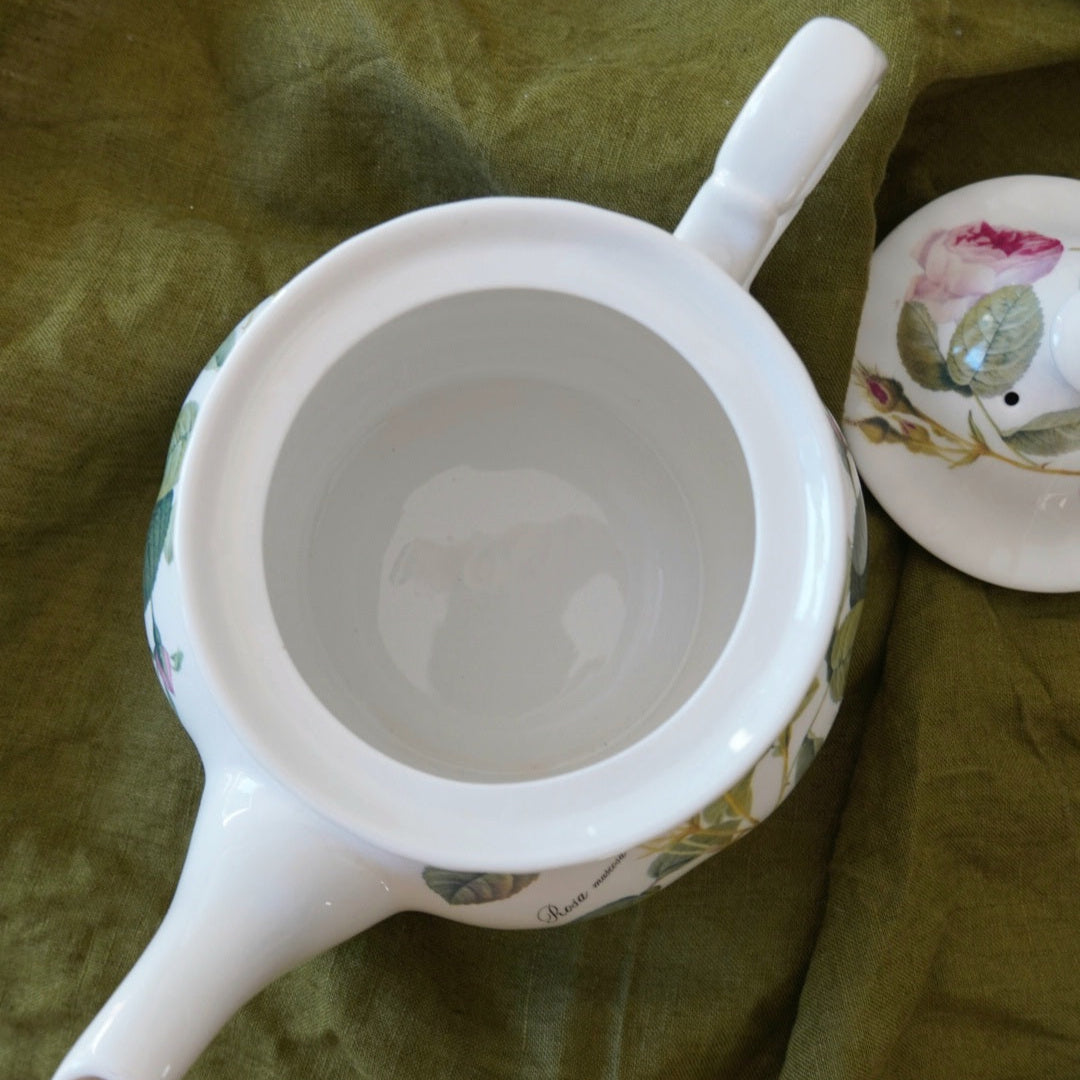 Théière "Avery" en porcelaine anglaise Roy Kirkham modèle "Redouté Roses"