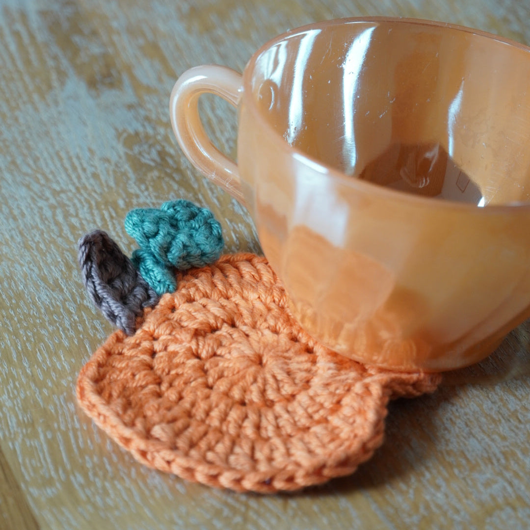 Sous-tasse en crochet citrouille | orange vif