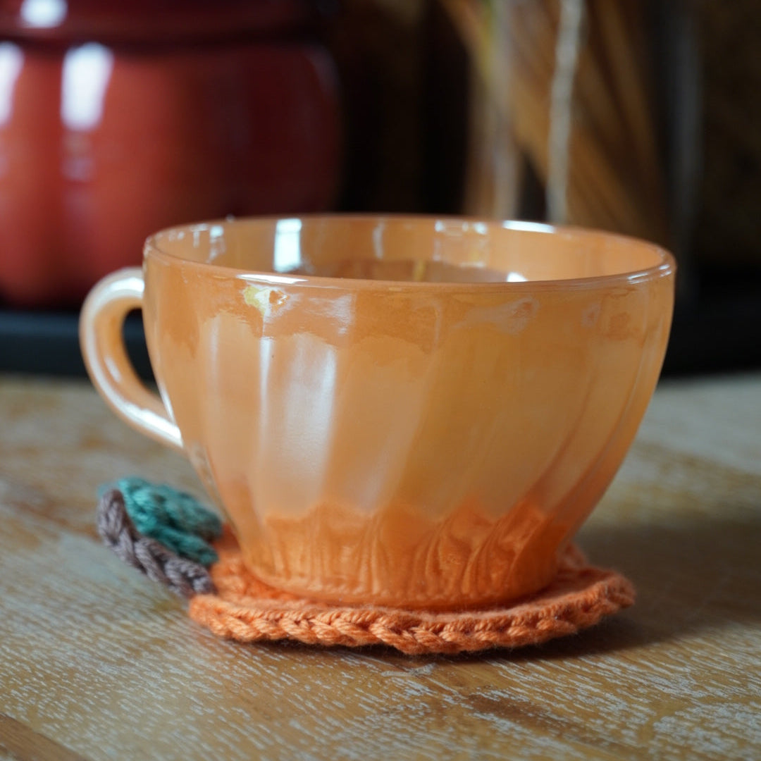 Sous-tasse en crochet citrouille | orange vif