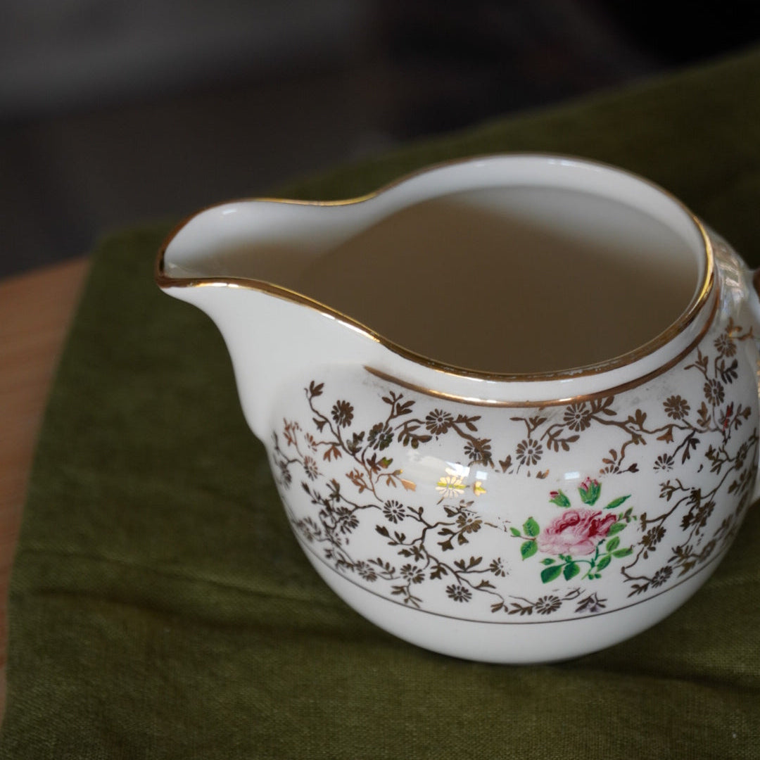 Pot à lait "Erich" en céramique allemande doré et fleuri Villeroy & Boch