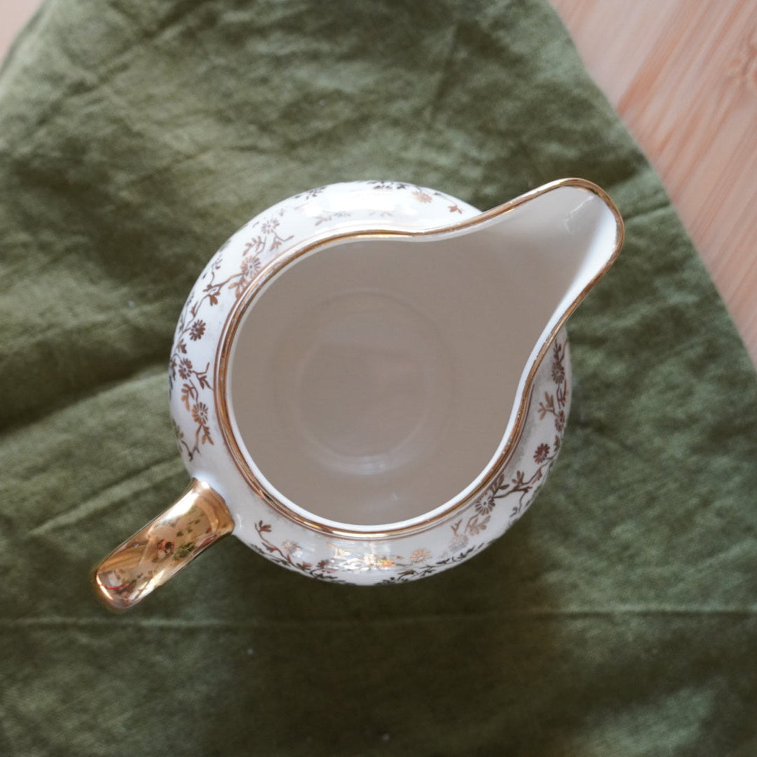 Pot à lait "Erich" en céramique allemande doré et fleuri Villeroy & Boch