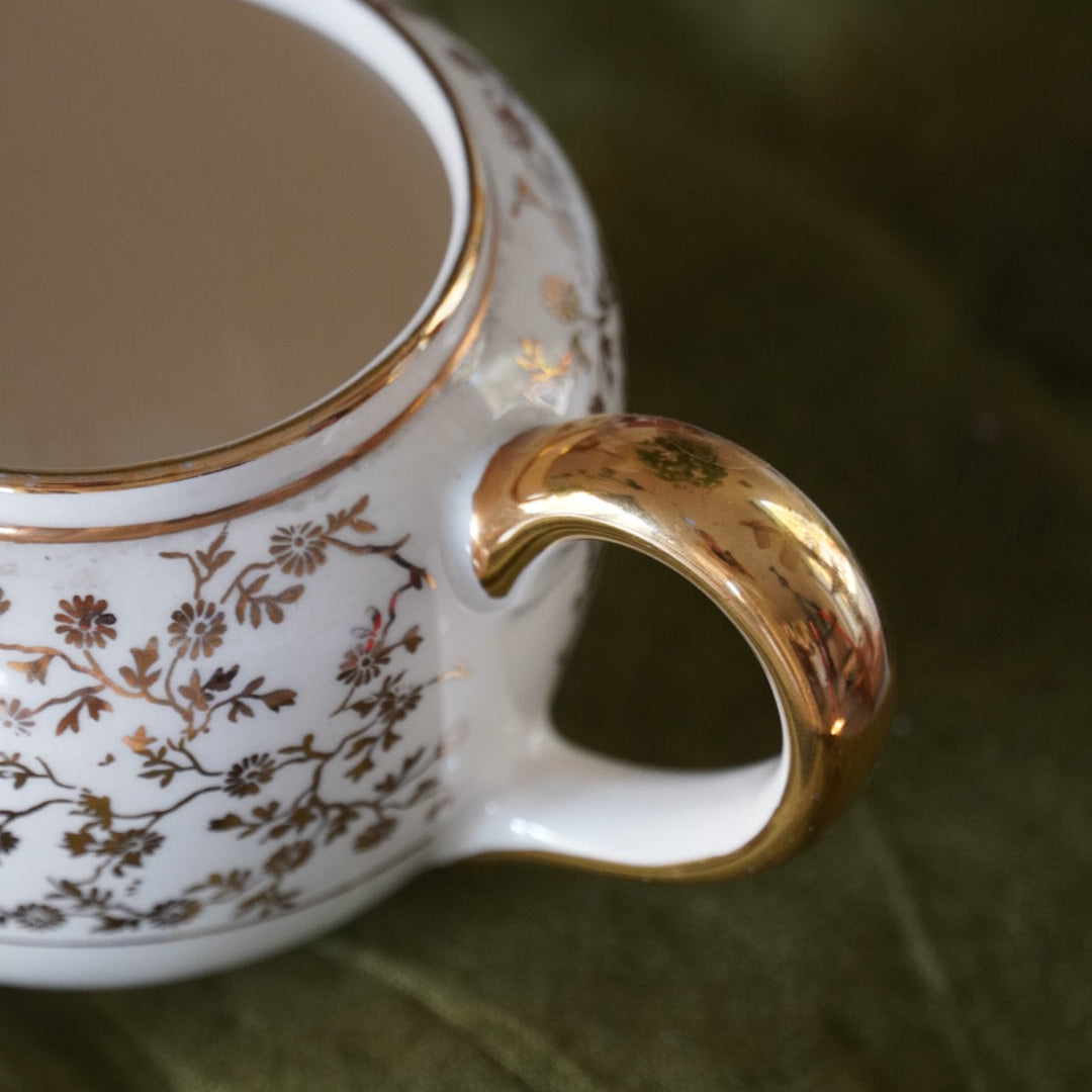 Pot à lait "Erich" en céramique allemande doré et fleuri Villeroy & Boch