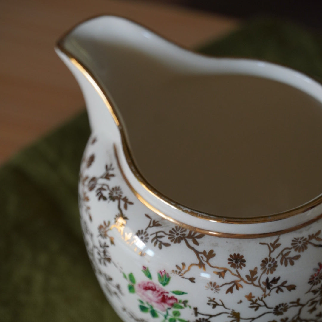 Pot à lait "Erich" en céramique allemande doré et fleuri Villeroy & Boch