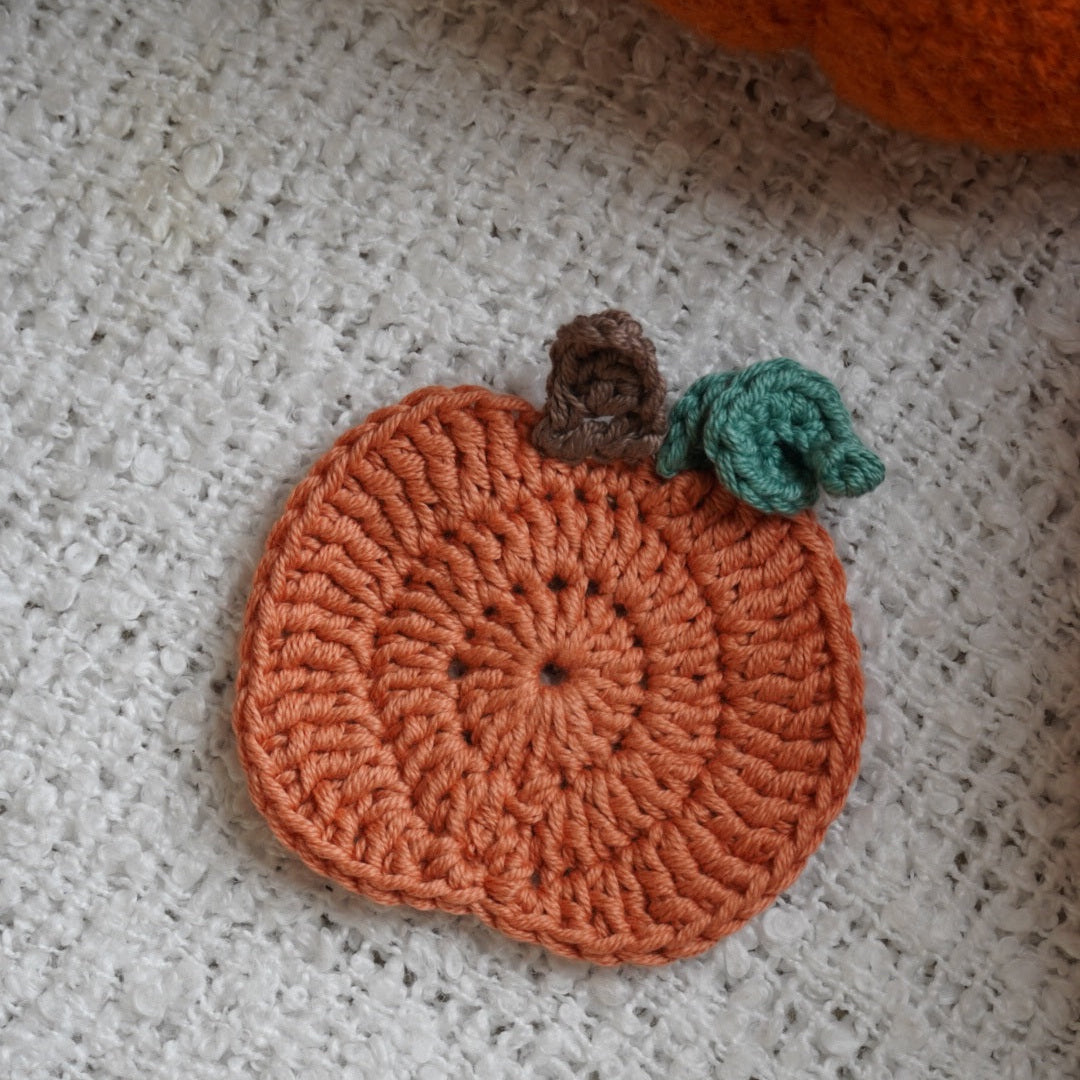 Sous-tasse en crochet citrouille | orange saumoné