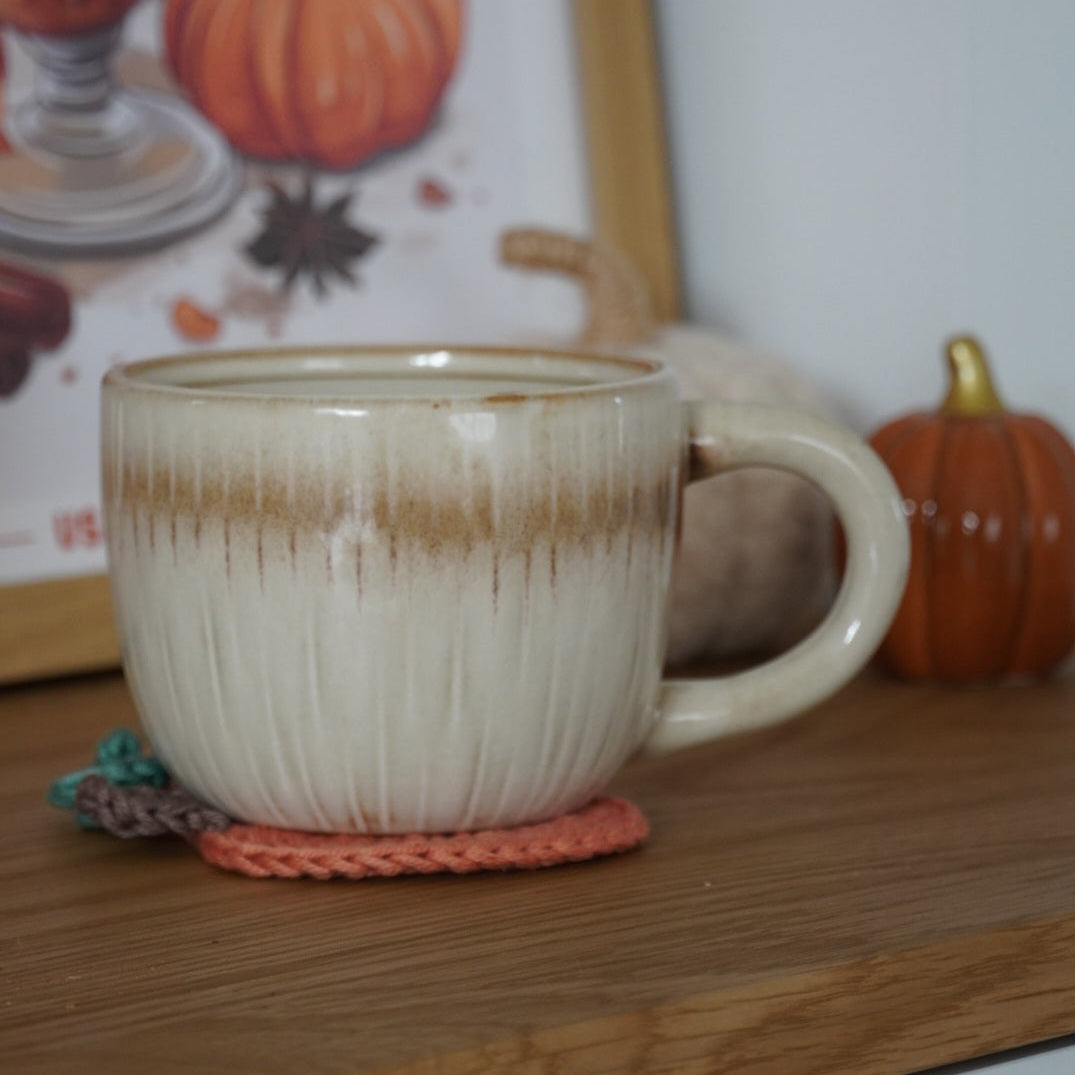 Sous-tasse en crochet citrouille | orange saumoné