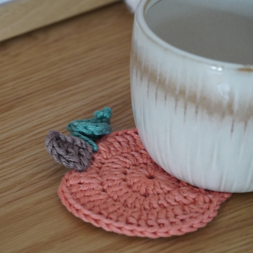 Sous-tasse en crochet citrouille | orange saumoné