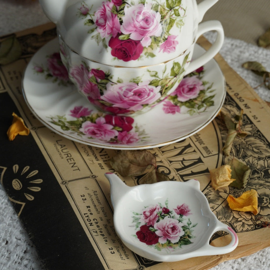 Repose-sachet "Abba" en porcelaine anglaise fleuri St. George