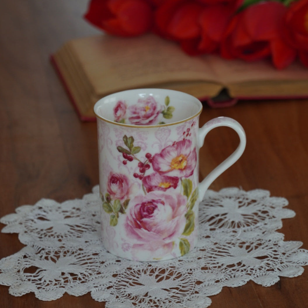 Mug "Paola" en porcelaine italienne fleurie Easy Life modèle Floral Damask