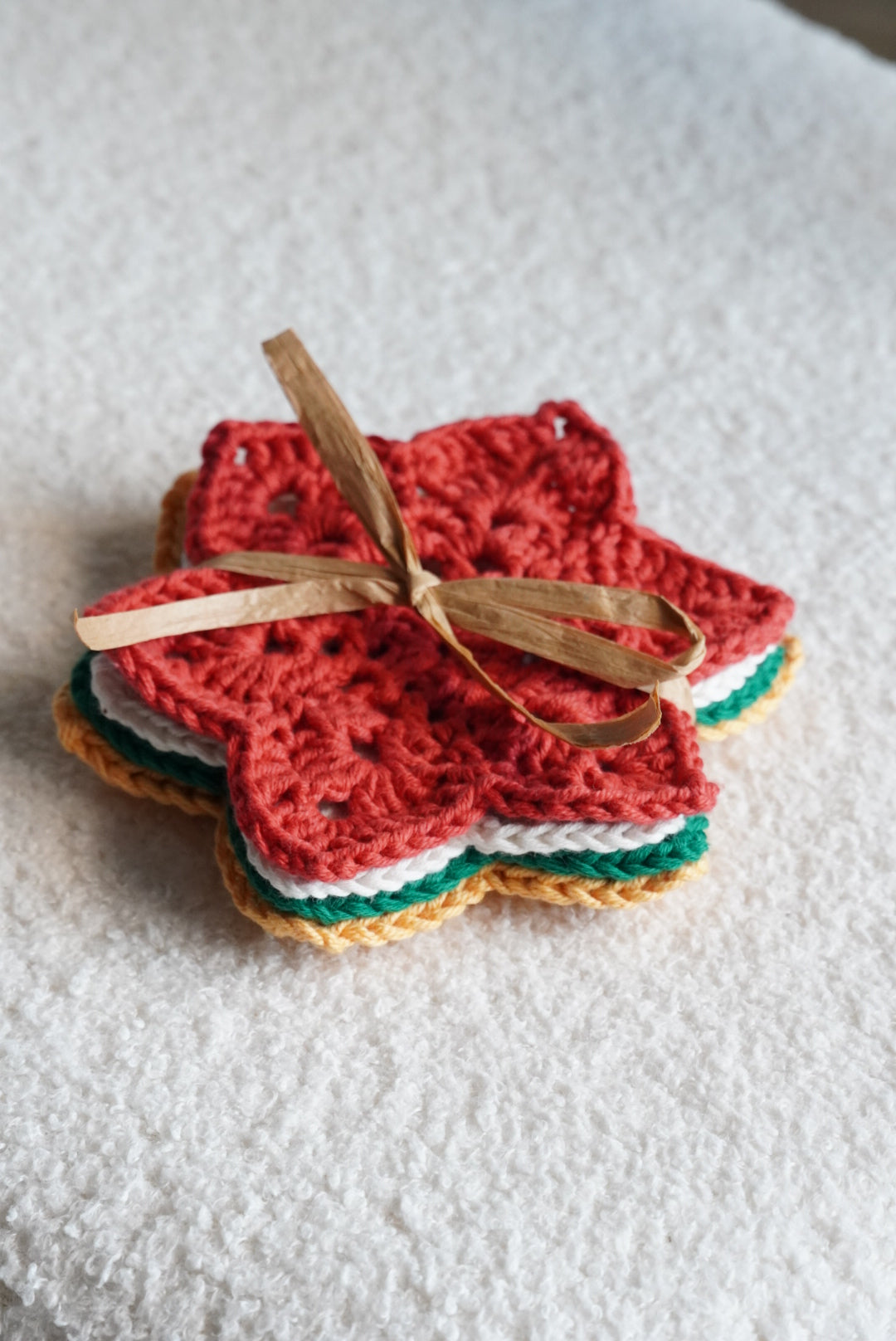 Les sous-tasses en crochet de Noël