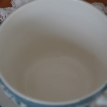 Tête-à-tête de grandes tasses "Roswitha" en porcelaine anglaise fleurie bleutée Enoch Wedgwood Tunstall Ltd. Asiatic Pheasants