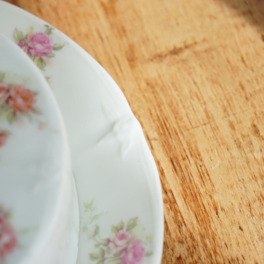 Beurrier "Haudibert" rond en porcelaine fleurie