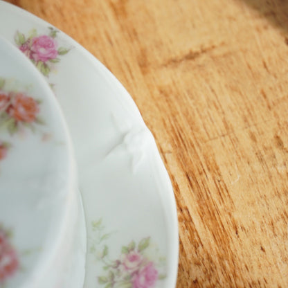 Beurrier "Haudibert" rond en porcelaine fleurie