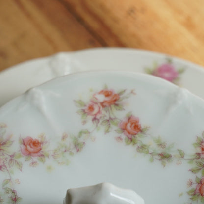 Beurrier "Haudibert" rond en porcelaine fleurie