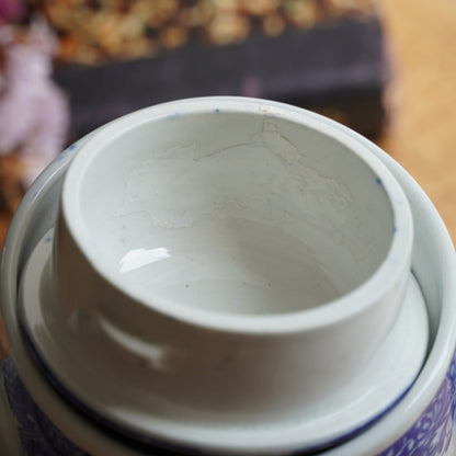 Théière "Aretha" en porcelaine anglaise aux paysages de campagne bleutés style Italien signé Spode Copeland (rare)