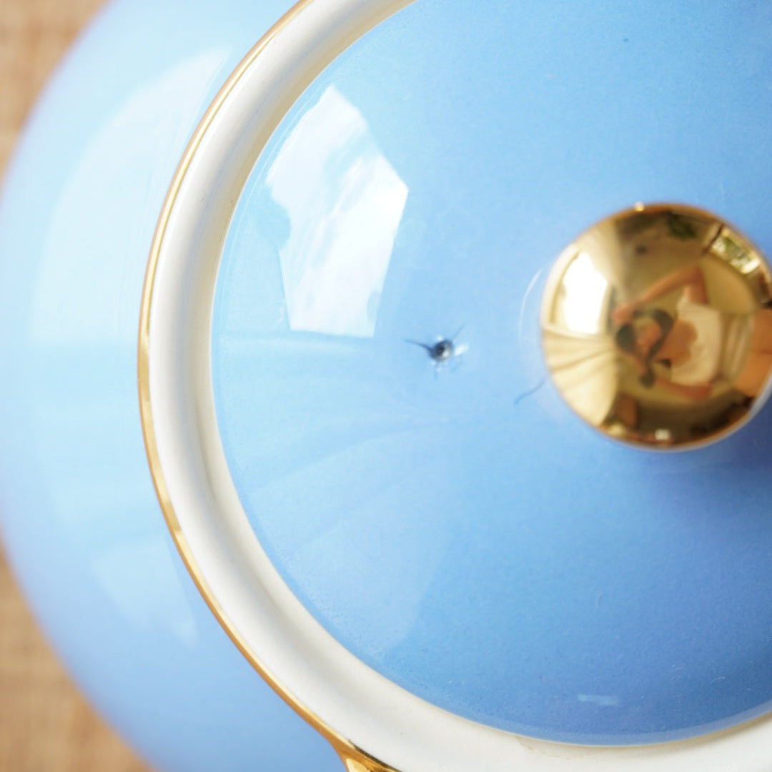 Service à thé ou à café solitaire "Fynn" en faïence allemande bleue et dorée Villeroy & Boch
