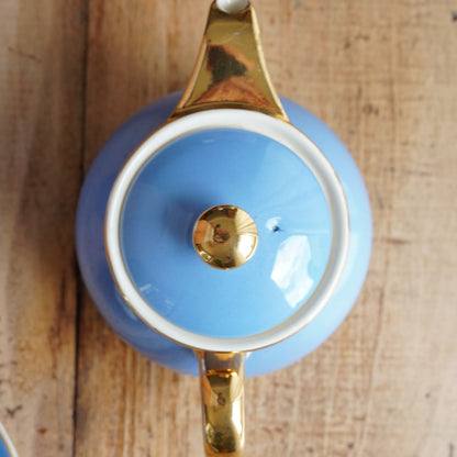 Service à thé ou à café solitaire "Fynn" en faïence allemande bleue et dorée Villeroy & Boch