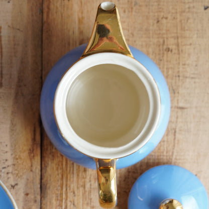 Service à thé ou à café solitaire "Fynn" en faïence allemande bleue et dorée Villeroy & Boch