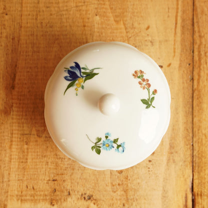 Sucrier "Beate" en porcelaine allemande fleurie Kahla