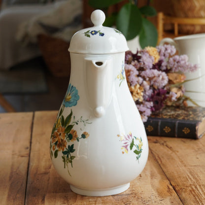 Théière ou cafetière "Beate" en porcelaine allemande fleurie colorée Kahla