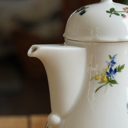 Théière ou cafetière "Beate" en porcelaine allemande fleurie colorée Kahla