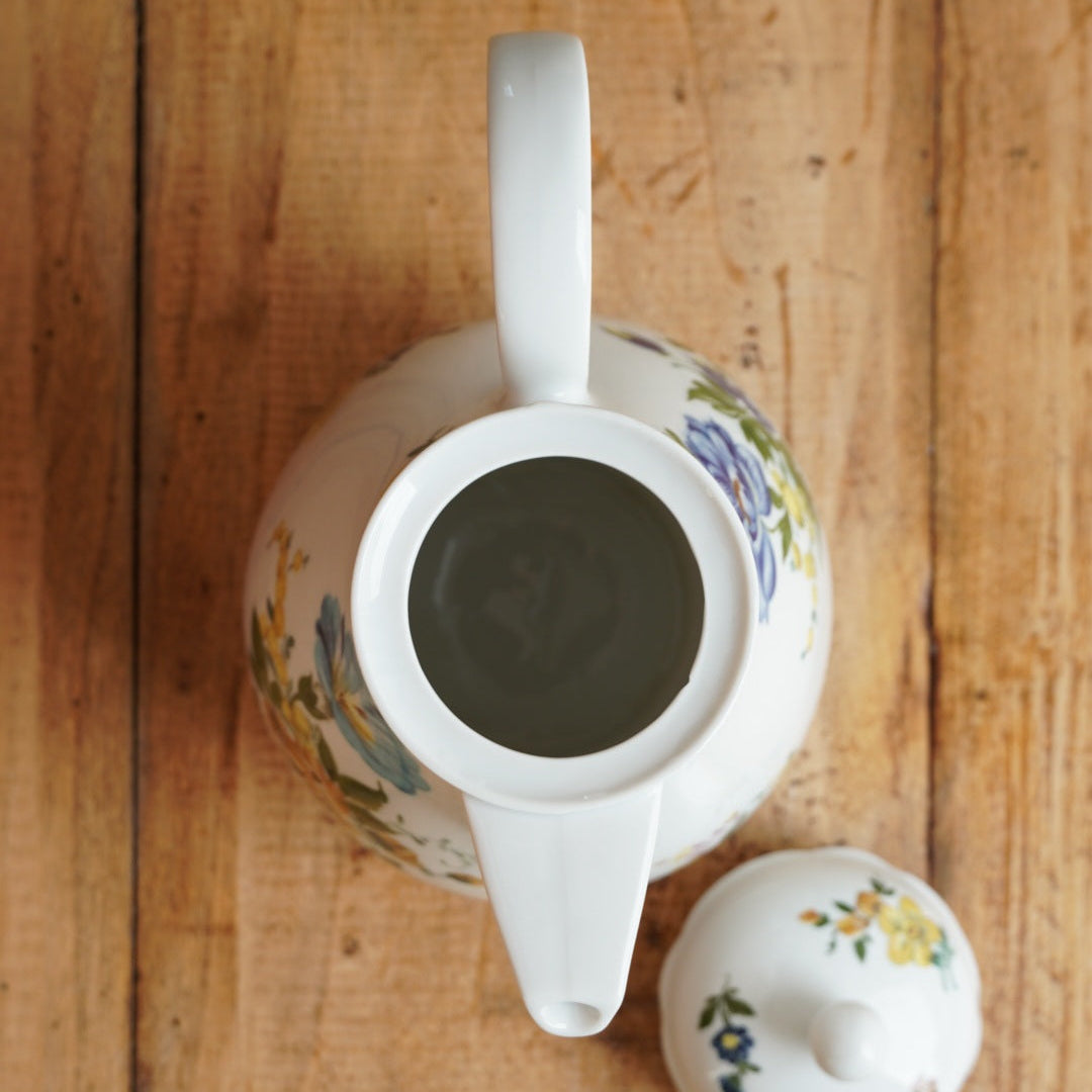Théière ou cafetière "Beate" en porcelaine allemande fleurie colorée Kahla
