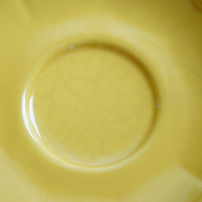 Ensemble de petites tasses bistrot "Ernelle" en porcelaine jaunes et dorées Yves Deshoulières Apilco (lot de 4) (rares)