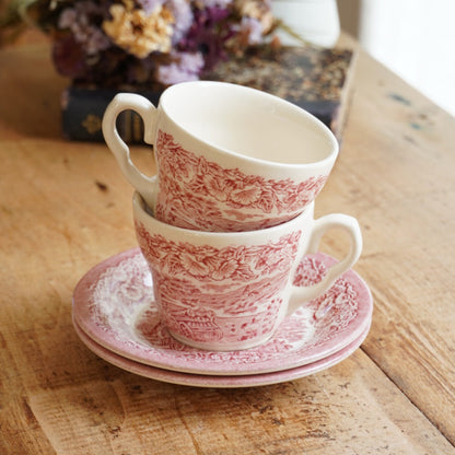 Ensemble de tasses "Meryell' en terre de fer anglaises aux paysages anglais rouges EIT England (lot de 2)