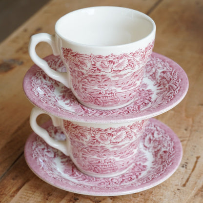 Ensemble de tasses "Meryell' en terre de fer anglaises aux paysages anglais rouges EIT England (lot de 2)