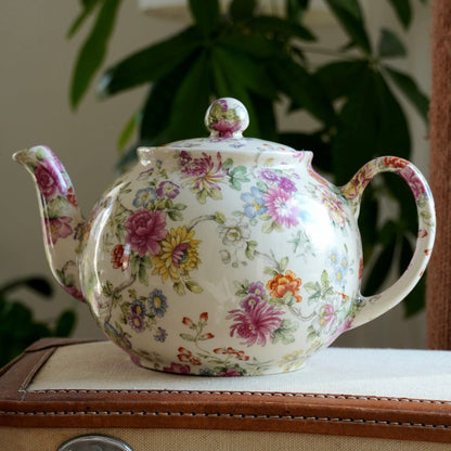 Théière "Emily" fleurie en céramique anglaise signée Heron Cross Pottery