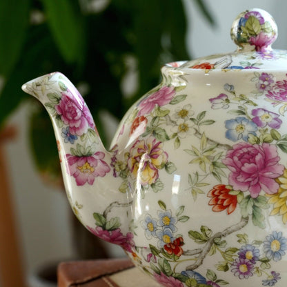 Théière "Emily" fleurie en céramique anglaise signée Heron Cross Pottery