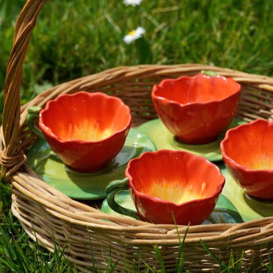 Tasses "Coquette" en céramique en forme de coquelicot (lot de 4)