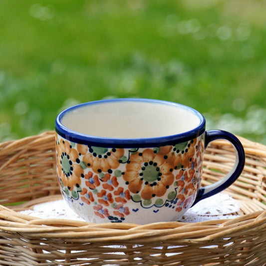 Grande tasse "Danuta" en céramique polonaise faite à la main fleurie