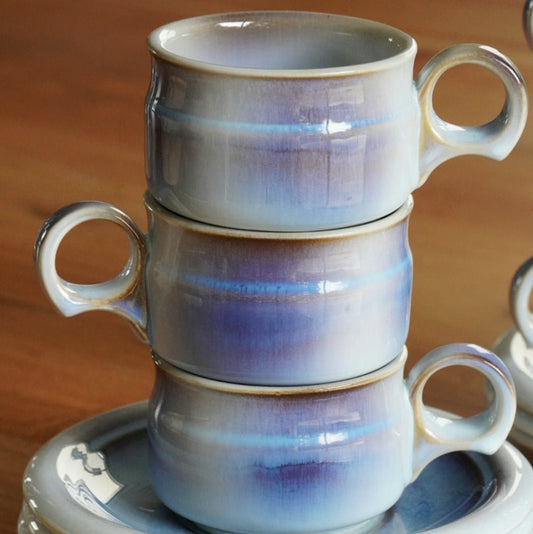 Tasses "Maddalena" à expresso en porcelaine italienne bleutés (lot de 6) RARES