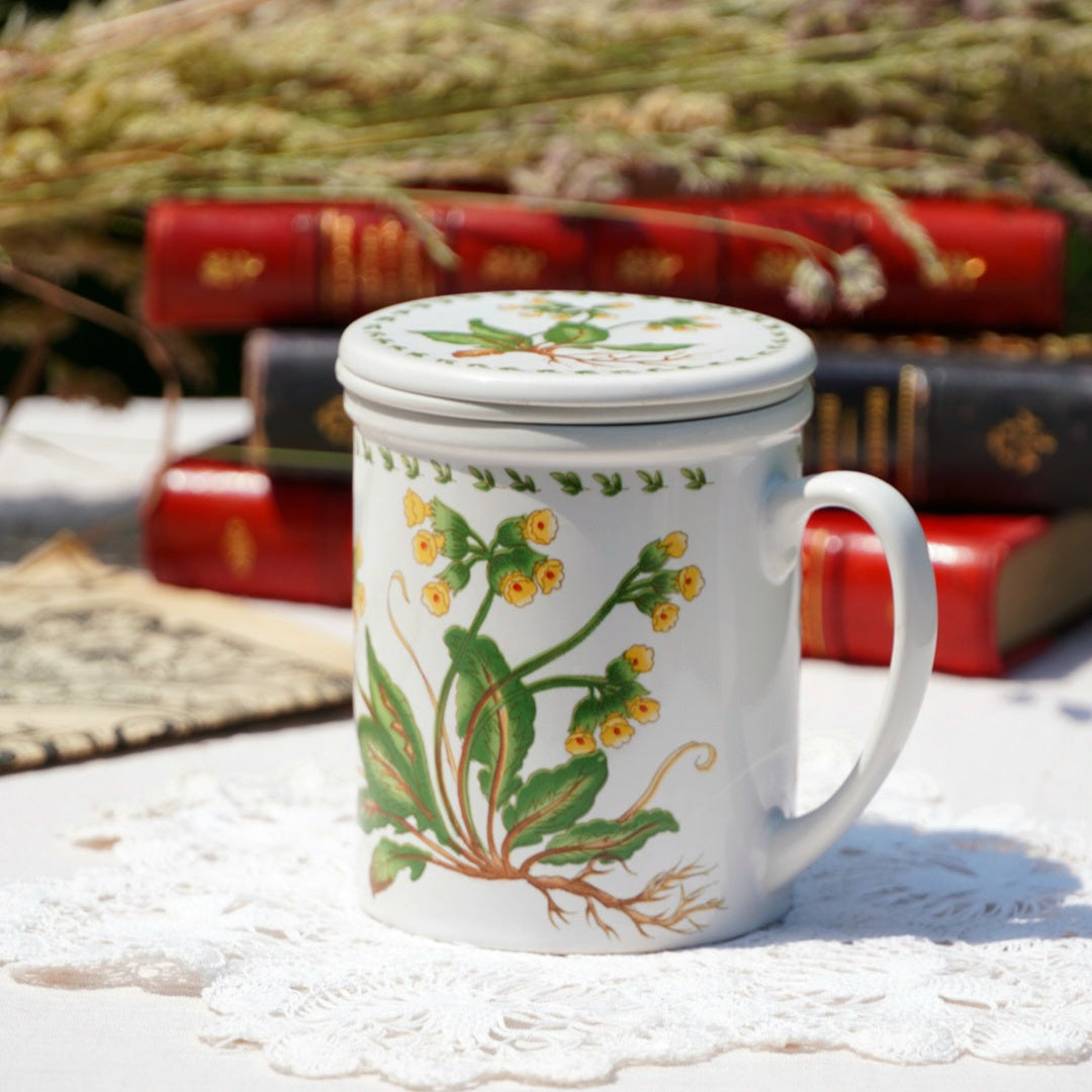 Tisanière "Primula" en porcelaine fleurie "primevère"
