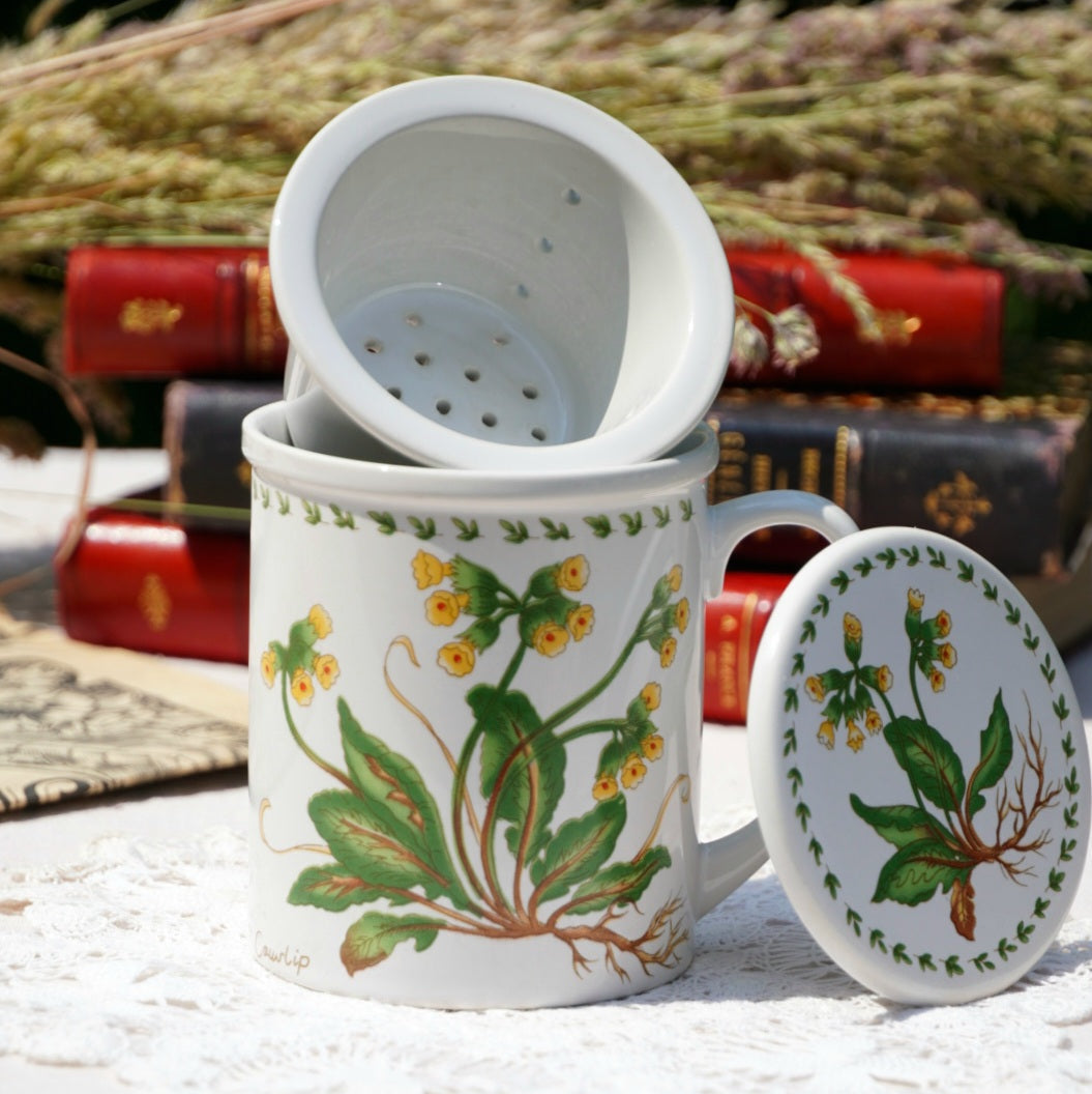 Tisanière "Primula" en porcelaine fleurie "primevère"
