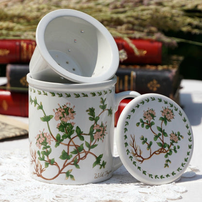 Tisanière "Thymus" en porcelaine fleurie "thym sauvage"