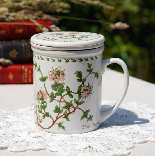 Tisanière "Thymus" en porcelaine fleurie "thym sauvage"