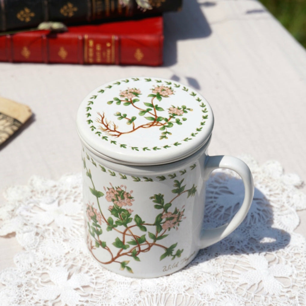 Tisanière "Thymus" en porcelaine fleurie "thym sauvage"