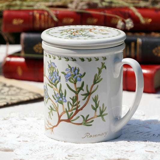 Tisanière "Salvia" en porcelaine fleurie "Romarin"