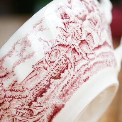 Tasse à 2 anses "Deirdre" en céramique anglaise torsadée motifs paysages rougeâtres