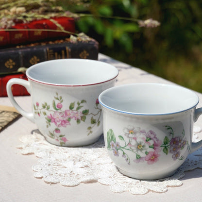 Tasses "Anastazy" fleuries en porcelaine polonaise Lubiana (lot de 2)